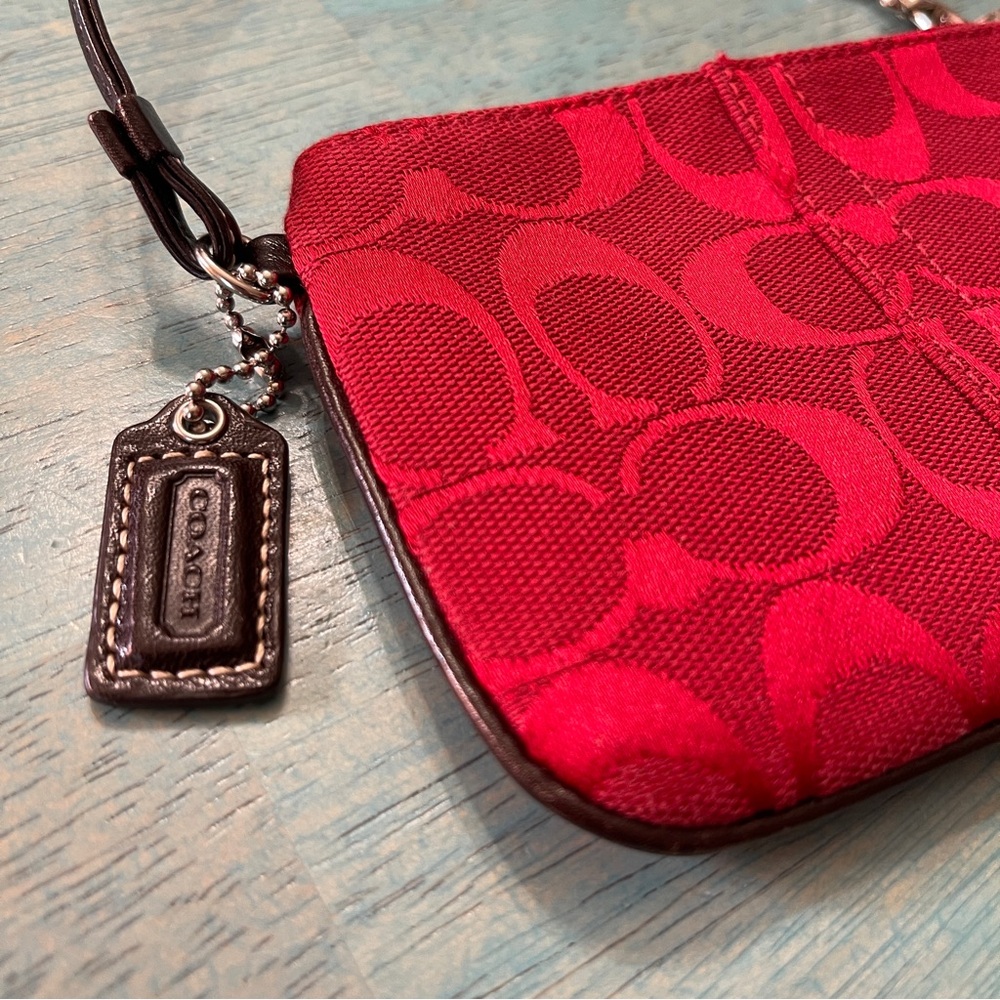Coach mini wristlet wallet red monogram
